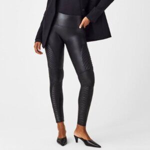 Spanx Faux Leather Moto Leggings Black